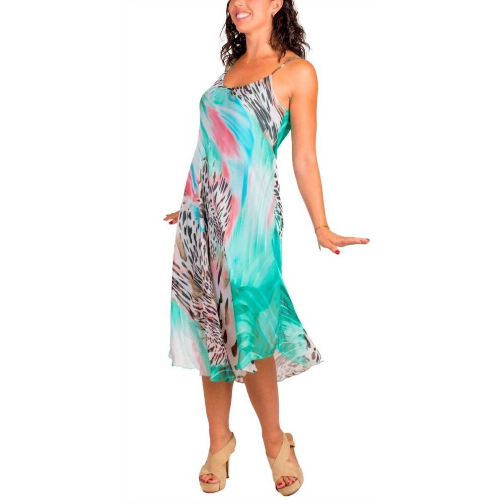 NEW GIGI MODA animal print miele midi dress in turquoise